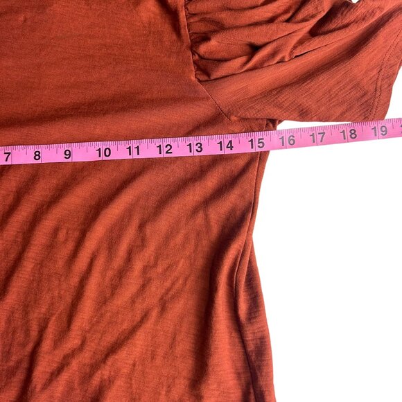 Nation LTD. Turtle Neck Puffed Mid Sleeve Women's Top Rust Orange - Size Small - Picture 7 of 8